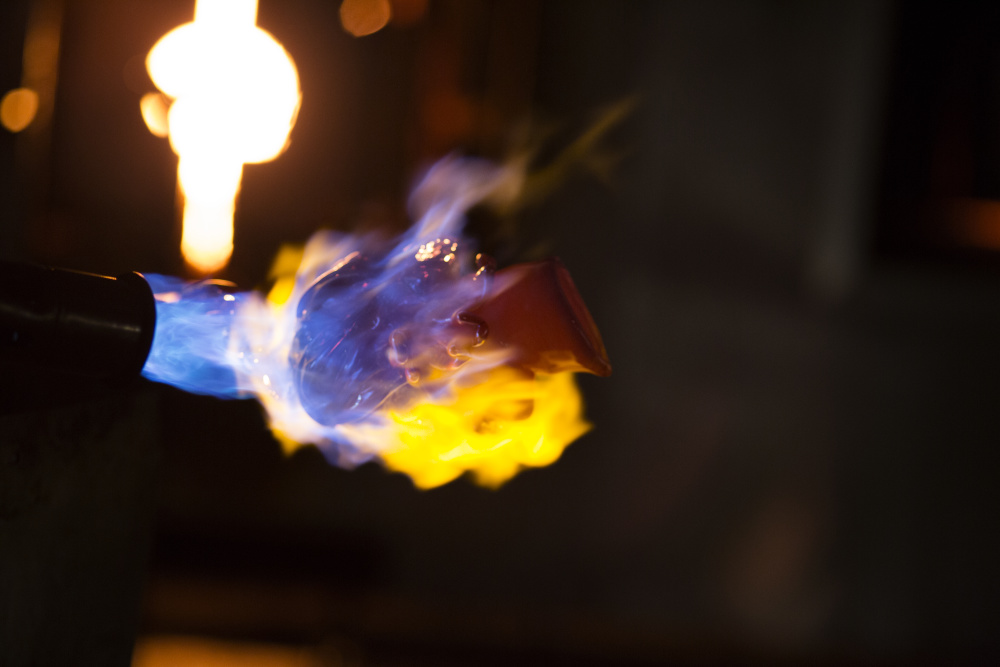 molten glass engulfed in fire.