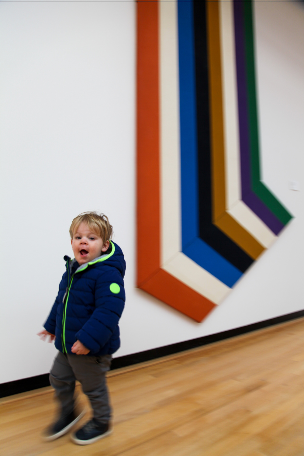 Toddler in art gallery
