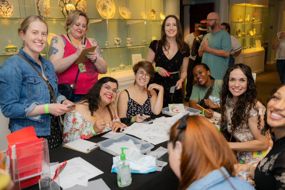 Group of young adults doing an art making activity
