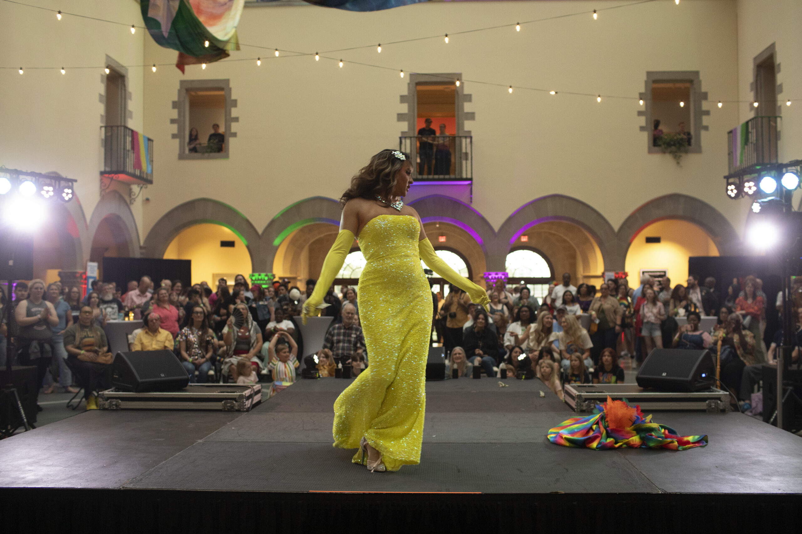 Performer on stage from 2025 Pride at Chrysler Museum of Art