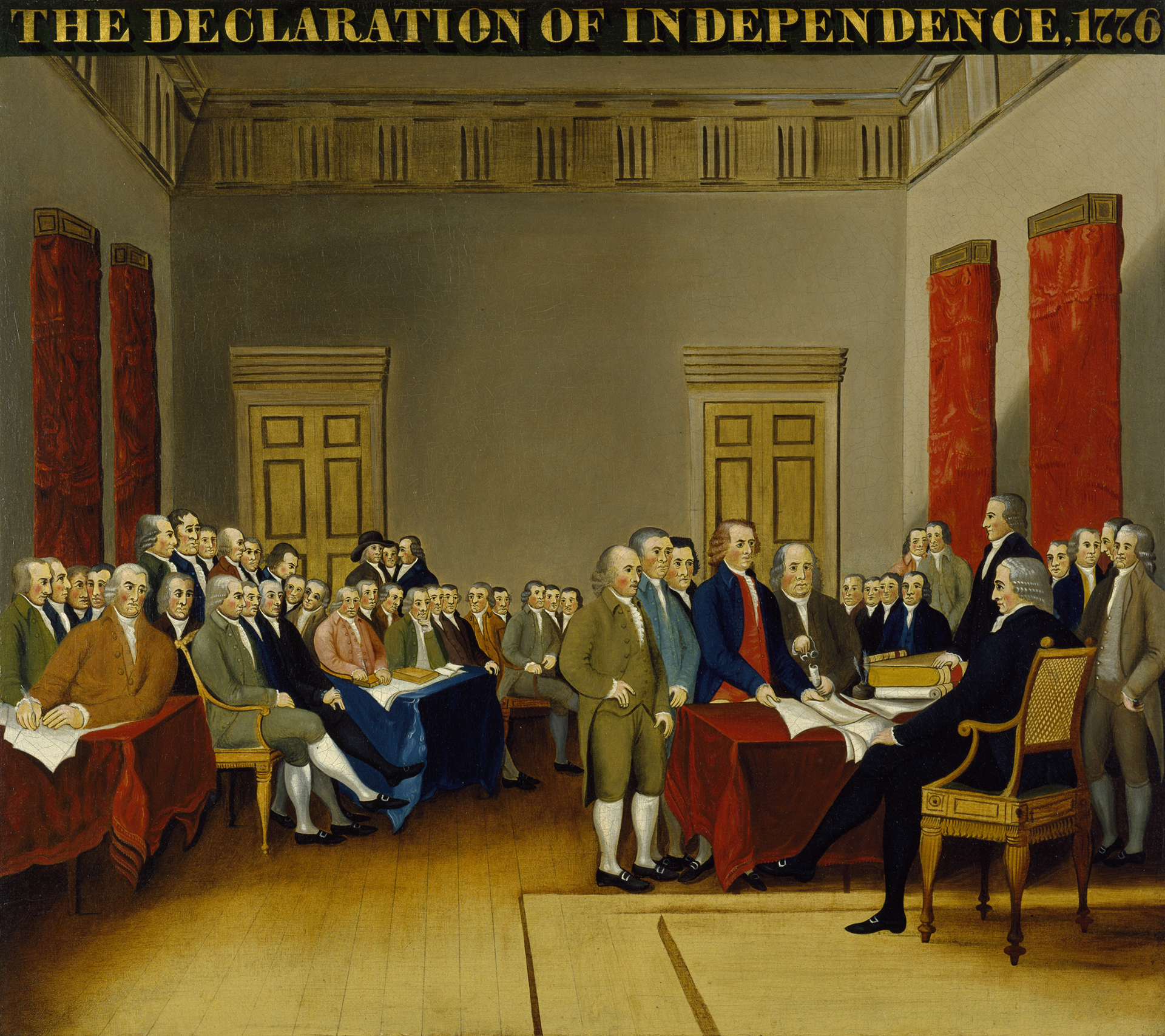 Painting of the signing of the Declaration of Independence.