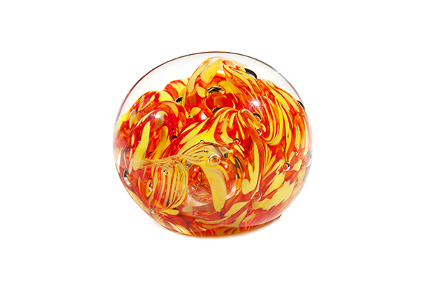 Orange and Yellow Glass Champagne Paperweight