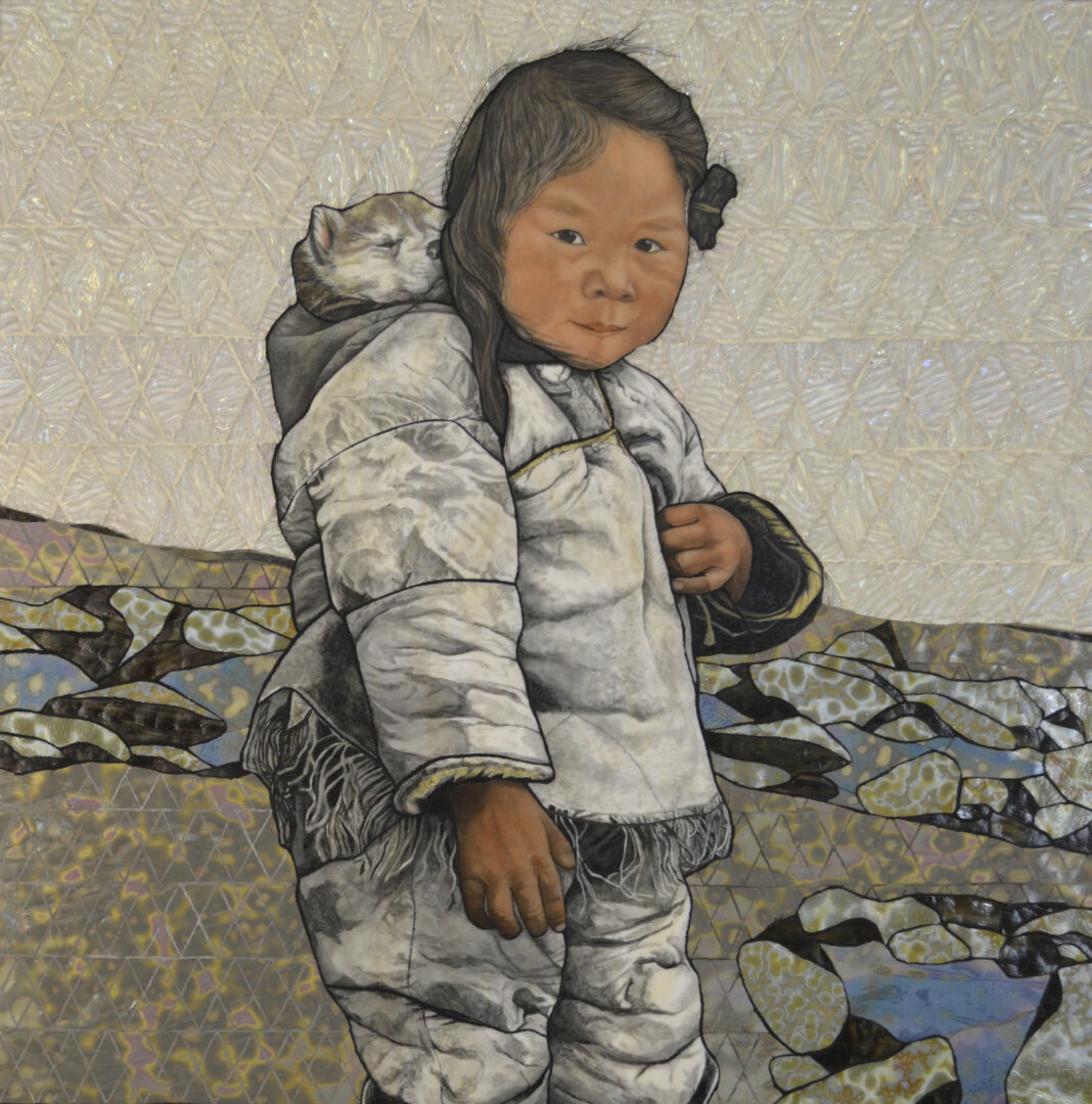 Angela Babby (Lakota, born 1964) Melt: Prayers for the People and the Planet, 2019 Kiln-fired vitreous enamel on glass mosaic on tile board, Image courtesy of Angela Babby, Photo by Angela Babby, © Angela Babby.