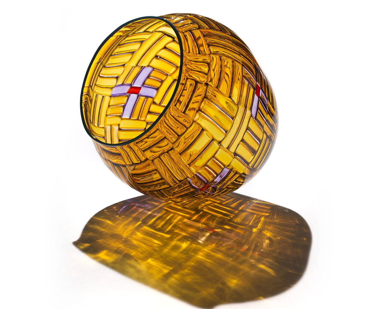 Woven basket made out of blown glass