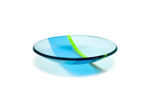 blue fused glass plate