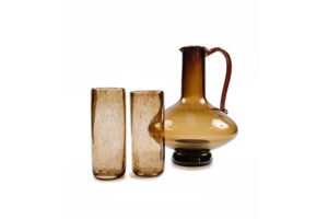 brown vase and set of tall cups