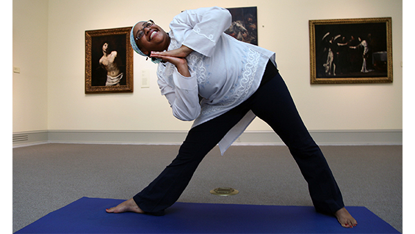yoga instructor in the gallery