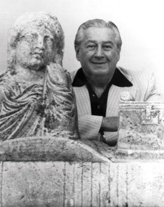 Walter Chrysler, Jr. with a sarcophagus