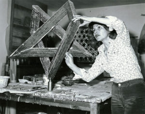 Monir Farmanfarmaian at work in her studio, 1975.
