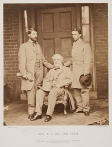General Robert E. Lee with General George Washington Custis Lee and Colonel Walter H. Taylor: Mathew Brady