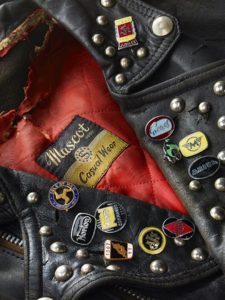 Jacket customized by a young “Rocker,” a motorcycle-riding youth subculture group popular in Great Britain in the 1960s